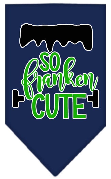 So Franken Cute Screen Print Bandana Navy Blue Small